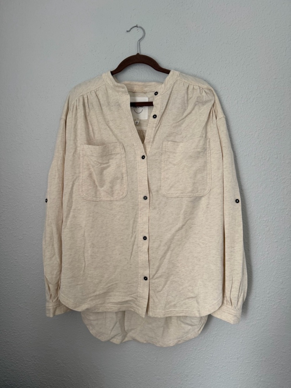 Aerie Roll With It Cream Button Down Shirt | New with Tag | Small
